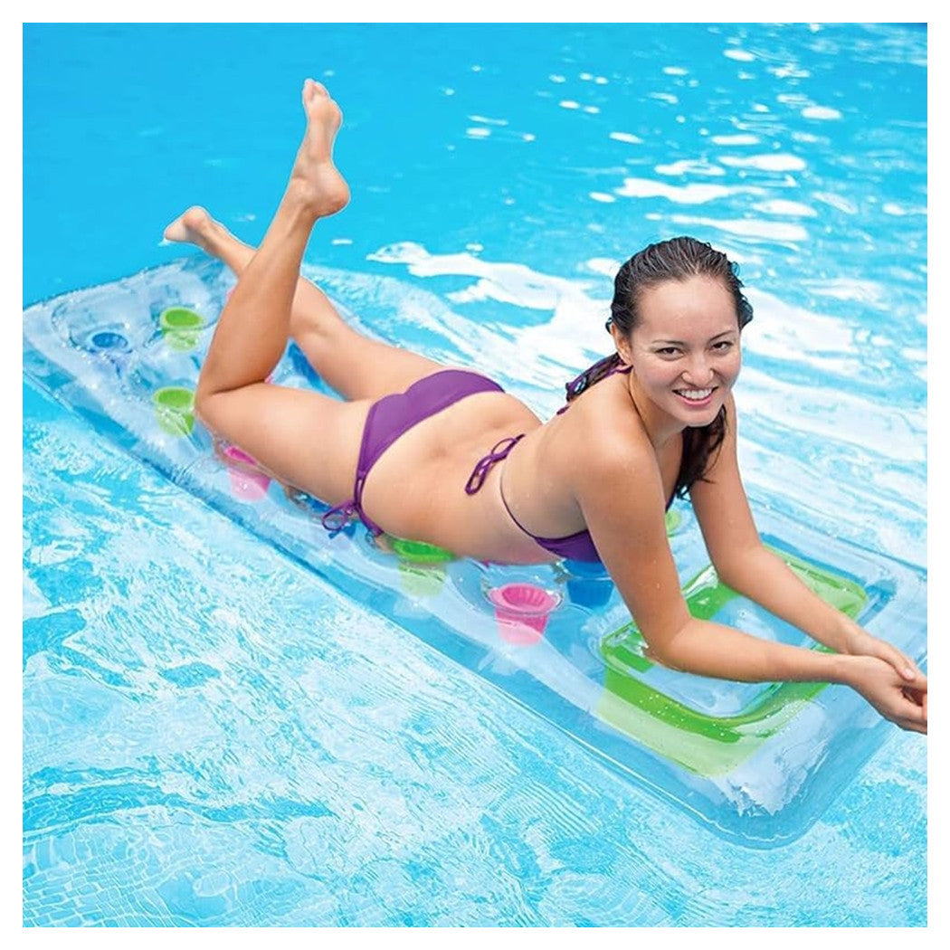 Trade Shop - Materassino Gonfiabile 188x71cm Trasparente Con 18 Fori Materasso Piscina Mare 019966 -