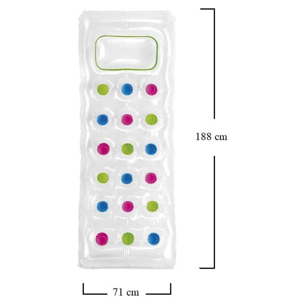 Trade Shop - Materassino Gonfiabile 188x71cm Trasparente Con 18 Fori Materasso Piscina Mare 019966 -