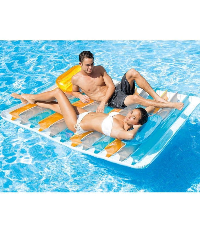 Materassino Gonfiabile 2 Posti Con Doppio Cuscino 198 X 160 Cm Multicolor         