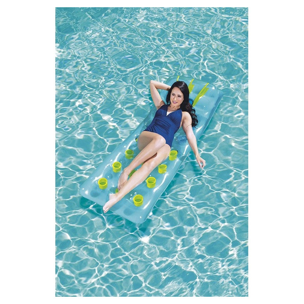 Trade Shop - Materassino Gonfiabile Con Cuscino 18 Buchi 188x71 Cm 3 Colori Estate Piscina Mare 43015 -