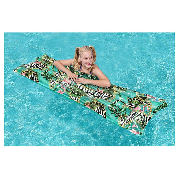 Trade Shop - Materassino Gonfiabile Fantasia Floreale 183x69cm Per Mare Spiaggia Piscina 019962 -