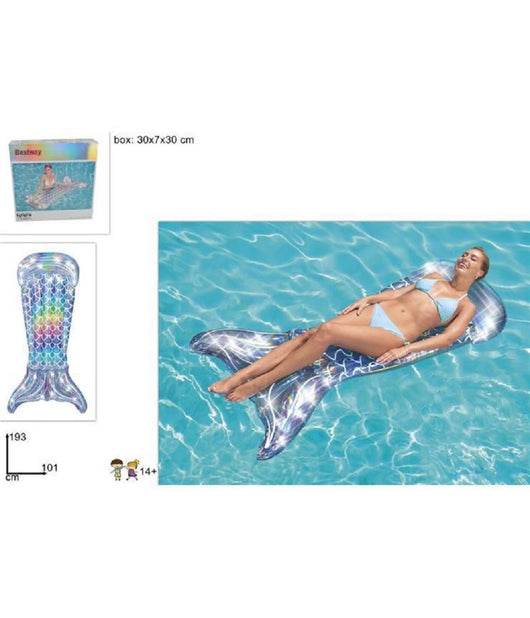 Materassino Gonfiabile Fashion Coda A Sirena Iridescente 193x101cm Piscina 43413         