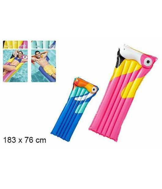 Materassino Gonfiabile Mare Piscina Spiaggia Stampa Uccello Tropicale 183x76cm         