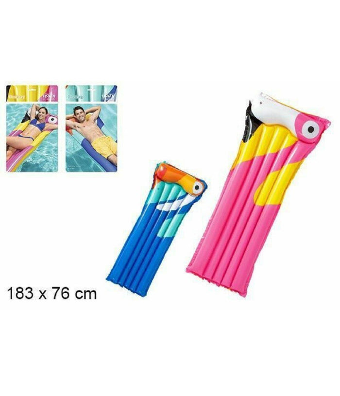 Materassino Gonfiabile Mare Piscina Spiaggia Stampa Uccello Tropicale 183x76cm         