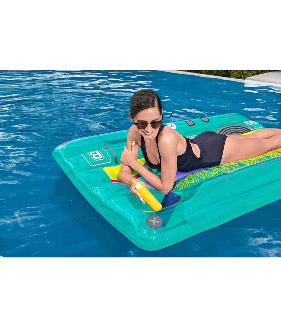 Materassino Gonfiabile Retro Beats Fashion Cassetta 174x117cm Portaoggetti 43649         