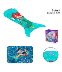 Trade Shop - Materassino Gonfiabile Sirenetta 158x81 Cm Con Maniglie Per Bambine Piscina 9101f -