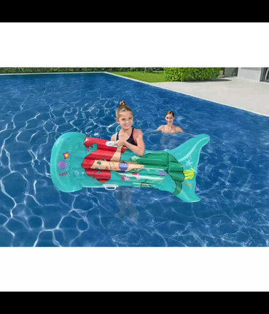 Trade Shop - Materassino Gonfiabile Sirenetta 158x81 Cm Con Maniglie Per Bambine Piscina 9101f -