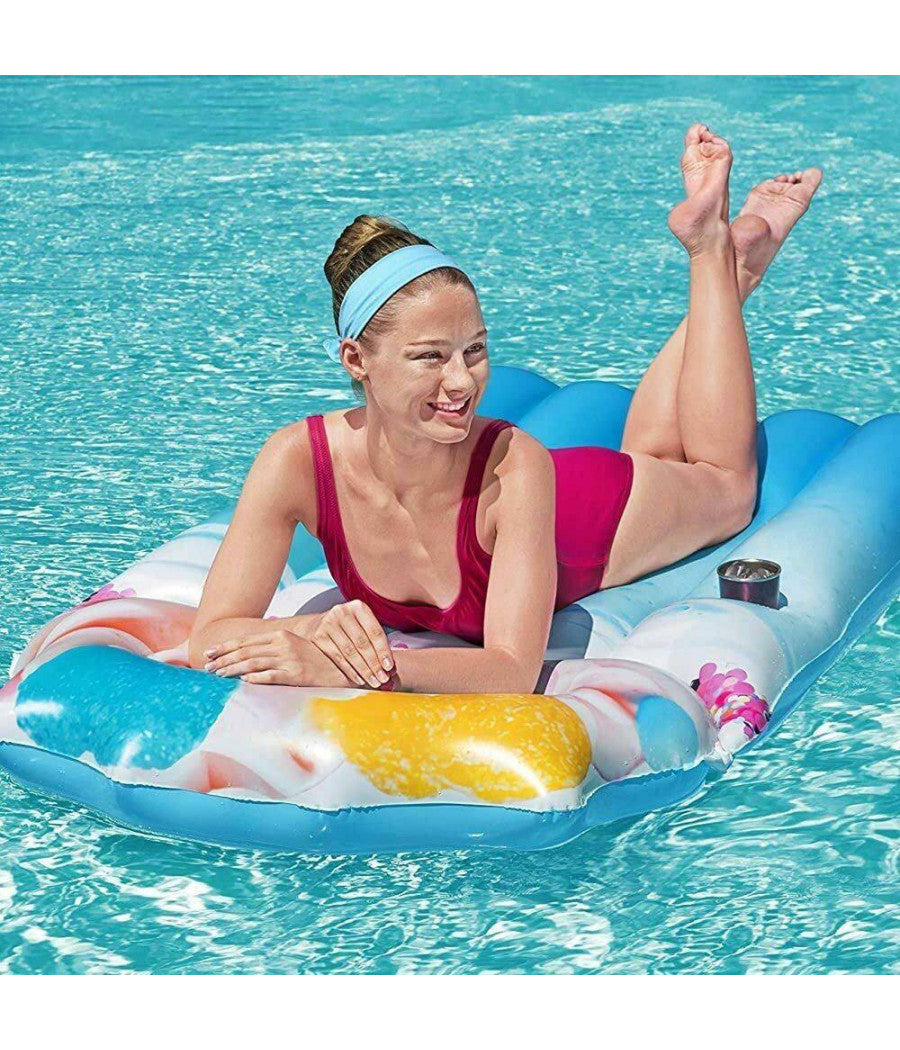 Materassino Gonfiabile Stampa Realistica Frappe Mare Piscina 170x90cm Bestway         