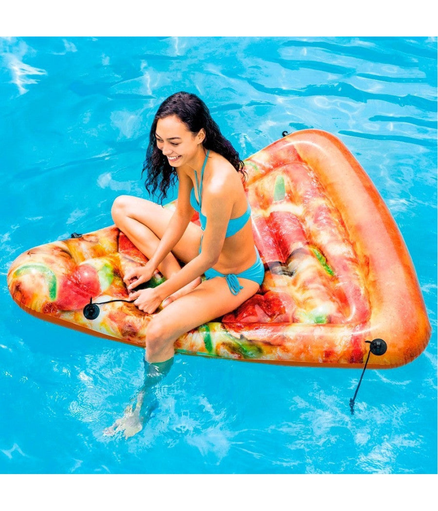 Trade Shop - Materassino Gonfiabile Stampa Realistica Pizza Intex Mare Piscina 145x175cm -