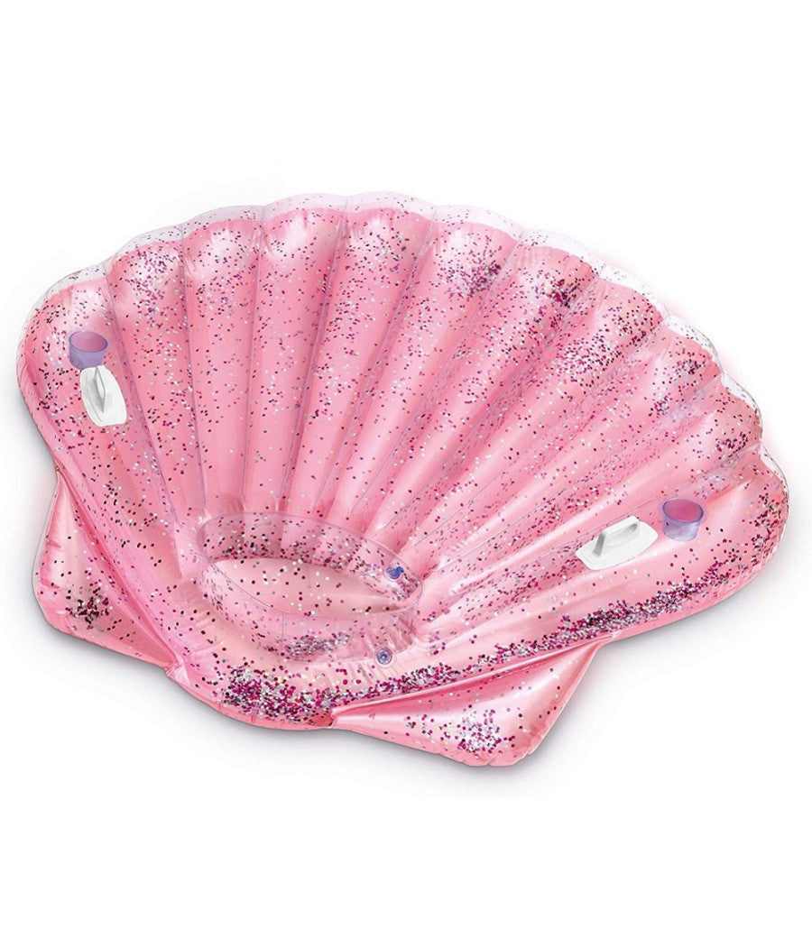 Materassino Isola Gonfiabile Conchiglia Glitter Pvc Mare Piscina 178x165cm         