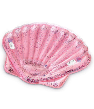 Materassino Isola Gonfiabile Conchiglia Glitter Pvc Mare Piscina 178x165cm         