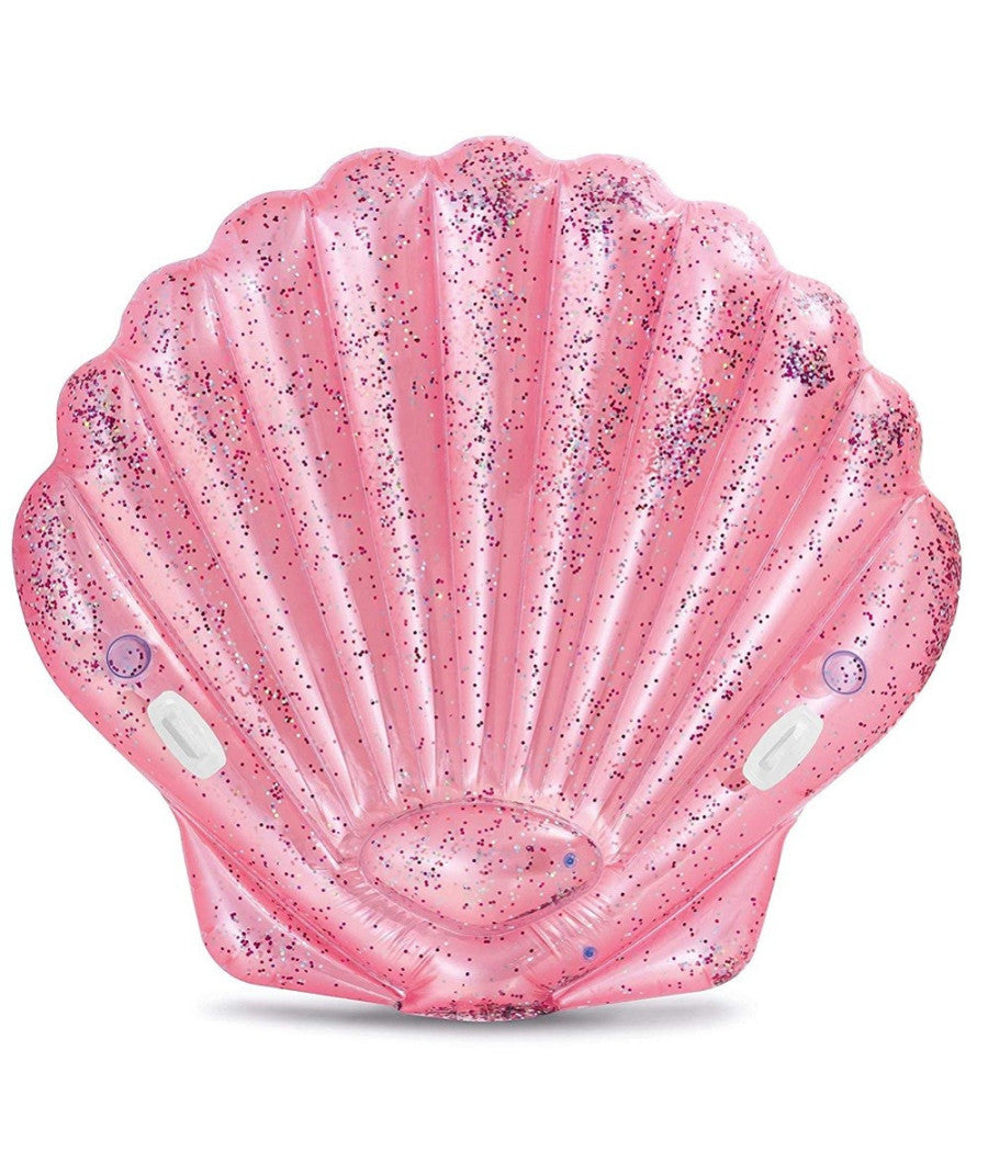 Materassino Isola Gonfiabile Conchiglia Glitter Pvc Mare Piscina 178x165cm         