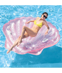 Materassino Isola Gonfiabile Conchiglia Glitter Pvc Mare Piscina 178x165cm         