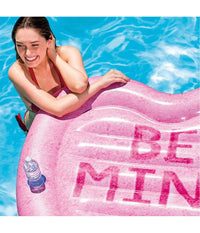 Materassino Isola Gonfiabile Stampa Cuore Pvc Mare Piscina 145 X 142 Cm Rosa         