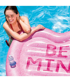 Materassino Isola Gonfiabile Stampa Cuore Pvc Mare Piscina 145 X 142 Cm Rosa         