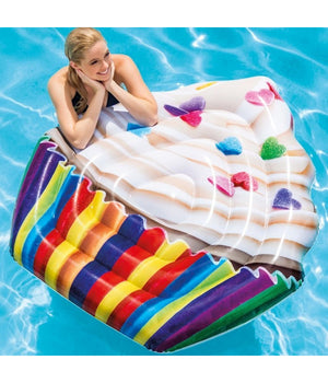 Materassino Isola Gonfiabile Stampa Cupcake In Pvc Mare Piscina 142x135cm         