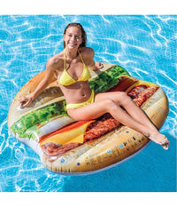 Materassino Isola Gonfiabile Stampa Hamburger Pvc Mare Piscina 145 X 142 Cm         