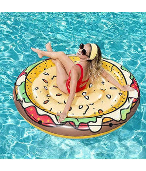 Materassino Isola Gonfiabile Stampa Hamburger Pvc Mare Piscina 150 Cm         