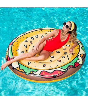 Materassino Isola Gonfiabile Stampa Hamburger Pvc Mare Piscina 150 Cm         