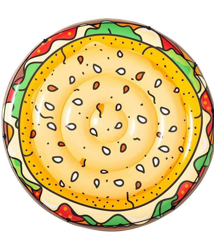 Materassino Isola Gonfiabile Stampa Hamburger Pvc Mare Piscina 150 Cm         