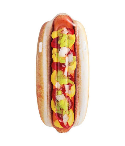Materassino Isola Gonfiabile Stampa Hot-dog In Pvc Mare Piscina 108 X 89 Cm         