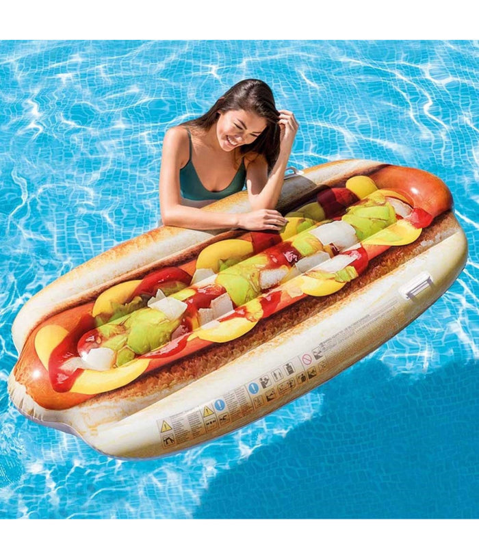 Materassino Isola Gonfiabile Stampa Hot-dog In Pvc Mare Piscina 108 X 89 Cm         