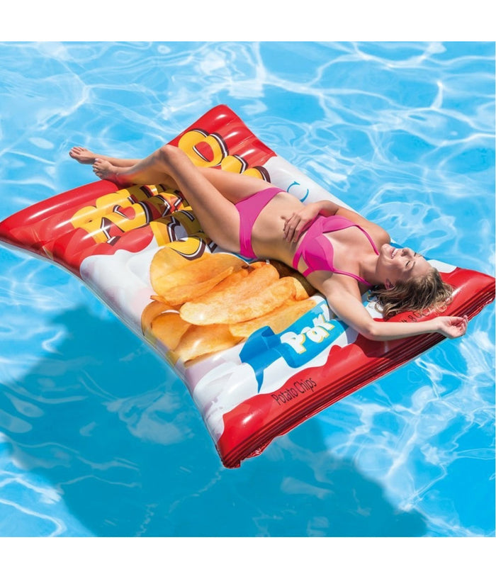 Materassino Isola Gonfiabile Stampa Patatine Chips In Pvc Mare Piscina 178x140cm         