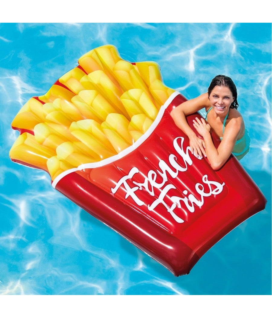 Materassino Isola Gonfiabile Stampa Patatine In Pvc Mare Piscina 175 X 132 Cm         