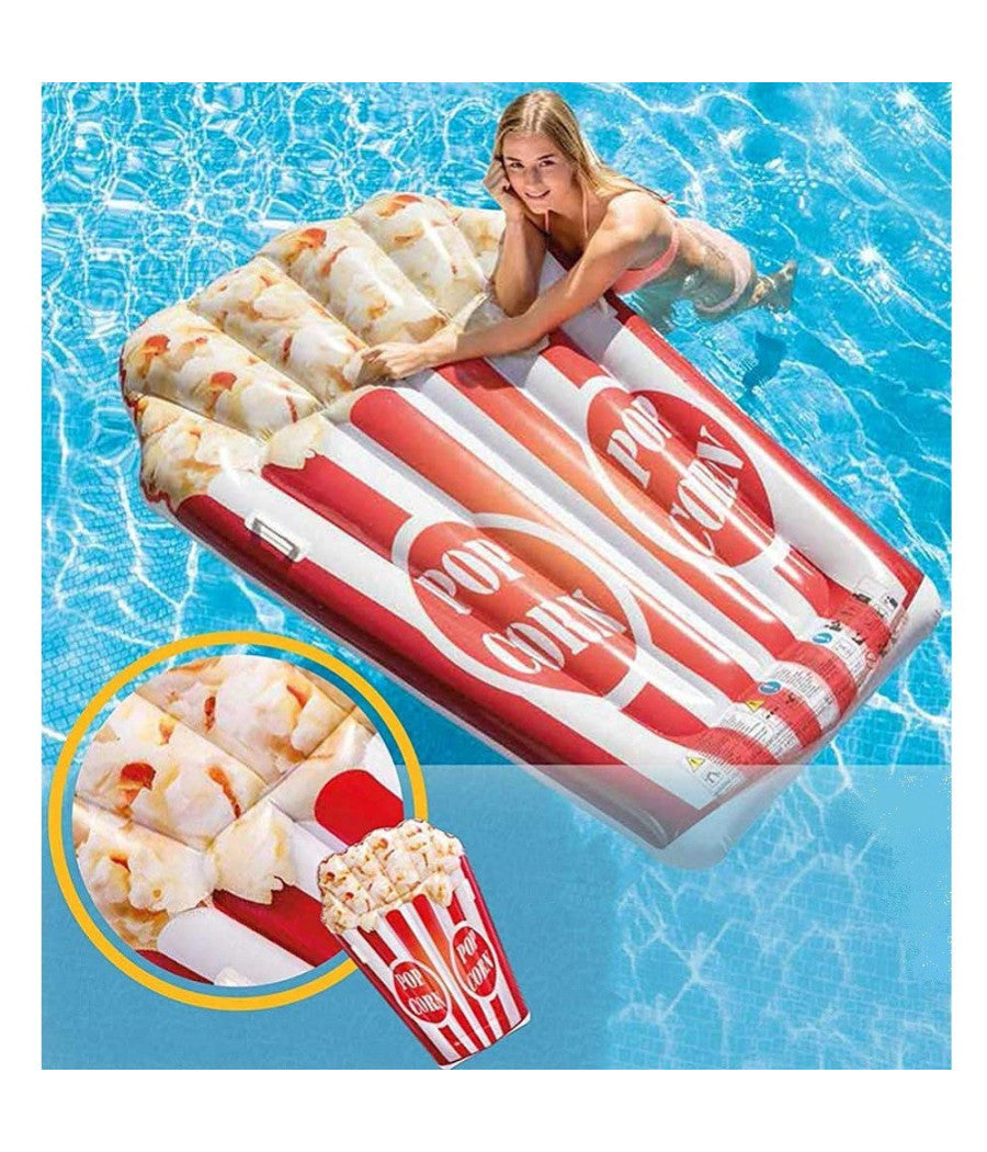 Trade Shop - Materassino Isola Gonfiabile Stampa Pop Corn In Pvc Mare Piscina 178 X 124 Cm -