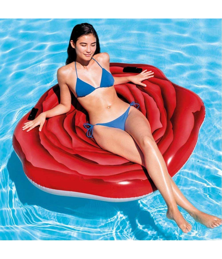 Materassino Isola Gonfiabile Stampa Rosa Rossa Pvc Mare Piscina 137 X 132 Cm         