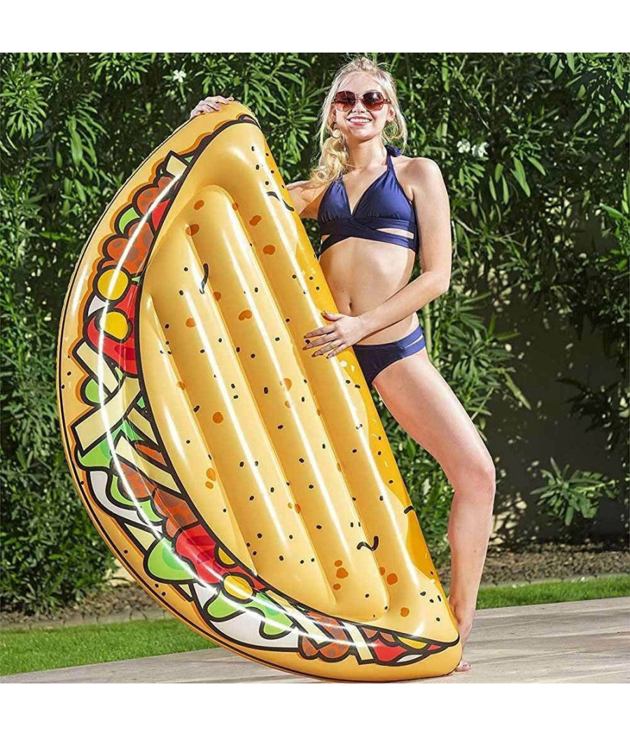 Materassino Isola Gonfiabile Stampa Tacos Pvc Mare Piscina 171 X 89 Cm         