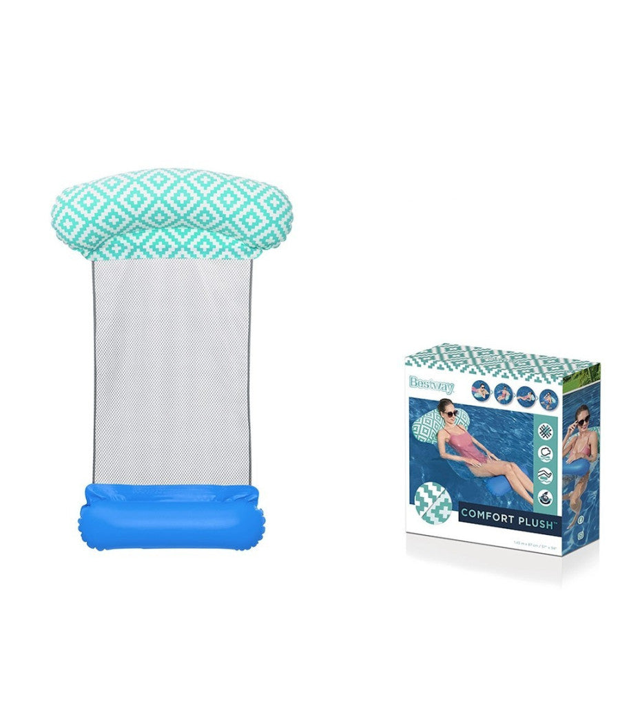 Trade Shop - Materassino Luxury Con Rete Gonfiabile 145 X 87 Cm Per Piscina Mare Estate 43555 -