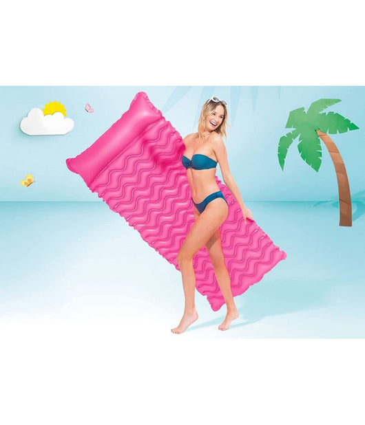 Materassino Onde Gonfiabile Colori Assortiti 229x86cm Cuscino Incorporato 58807         