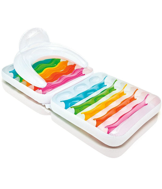 Materassino Poltrona Gonfiabile 2 In 1 Pieghevole Con Schienale Piscina 198x94cm         