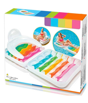 Materassino Poltrona Gonfiabile 2 In 1 Pieghevole Con Schienale Piscina 198x94cm         