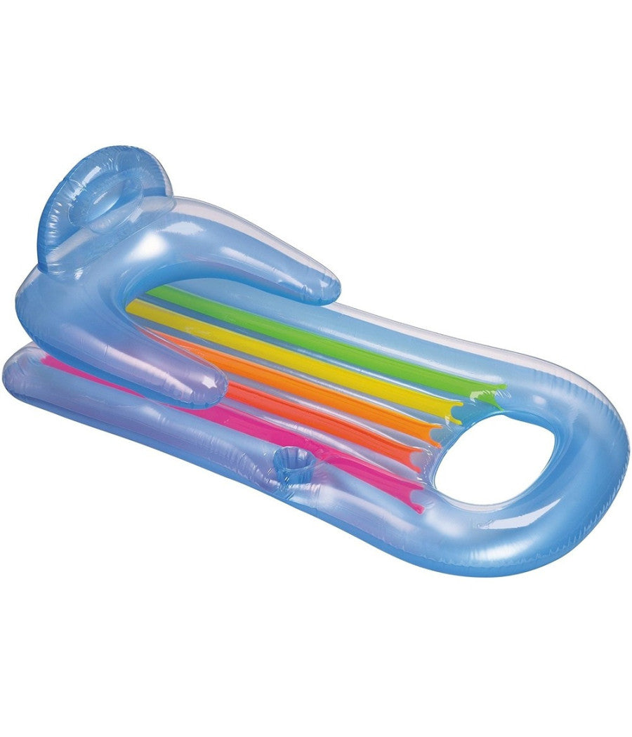 Materassino Poltrona Gonfiabile Relax Mare Piscina Con Portabibite 2 Colori         