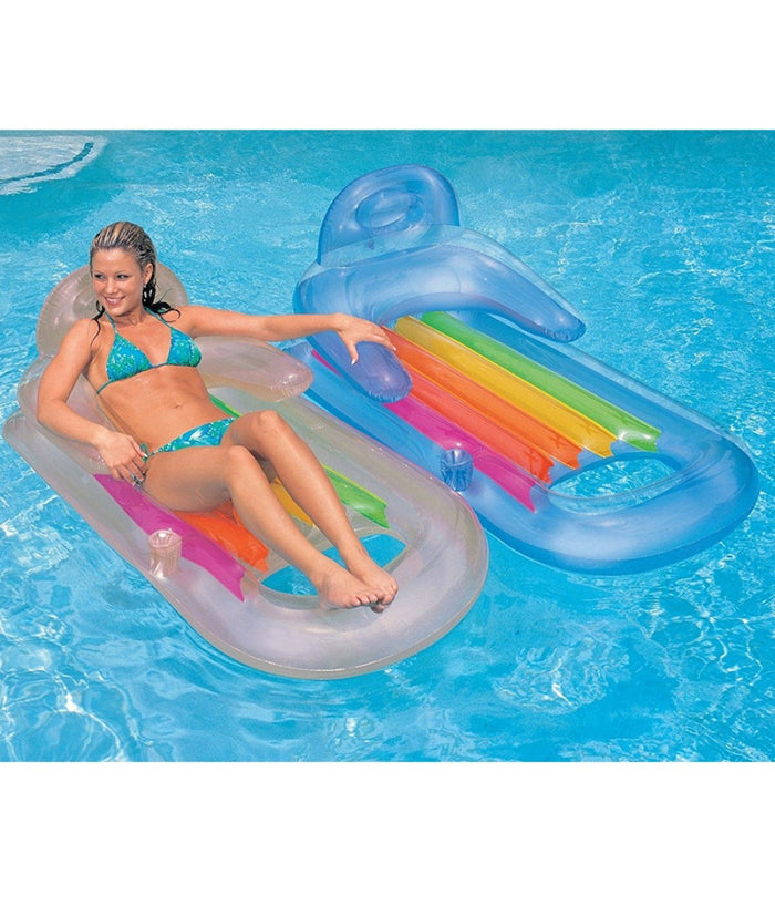 Materassino Poltrona Gonfiabile Relax Mare Piscina Con Portabibite 2 Colori         