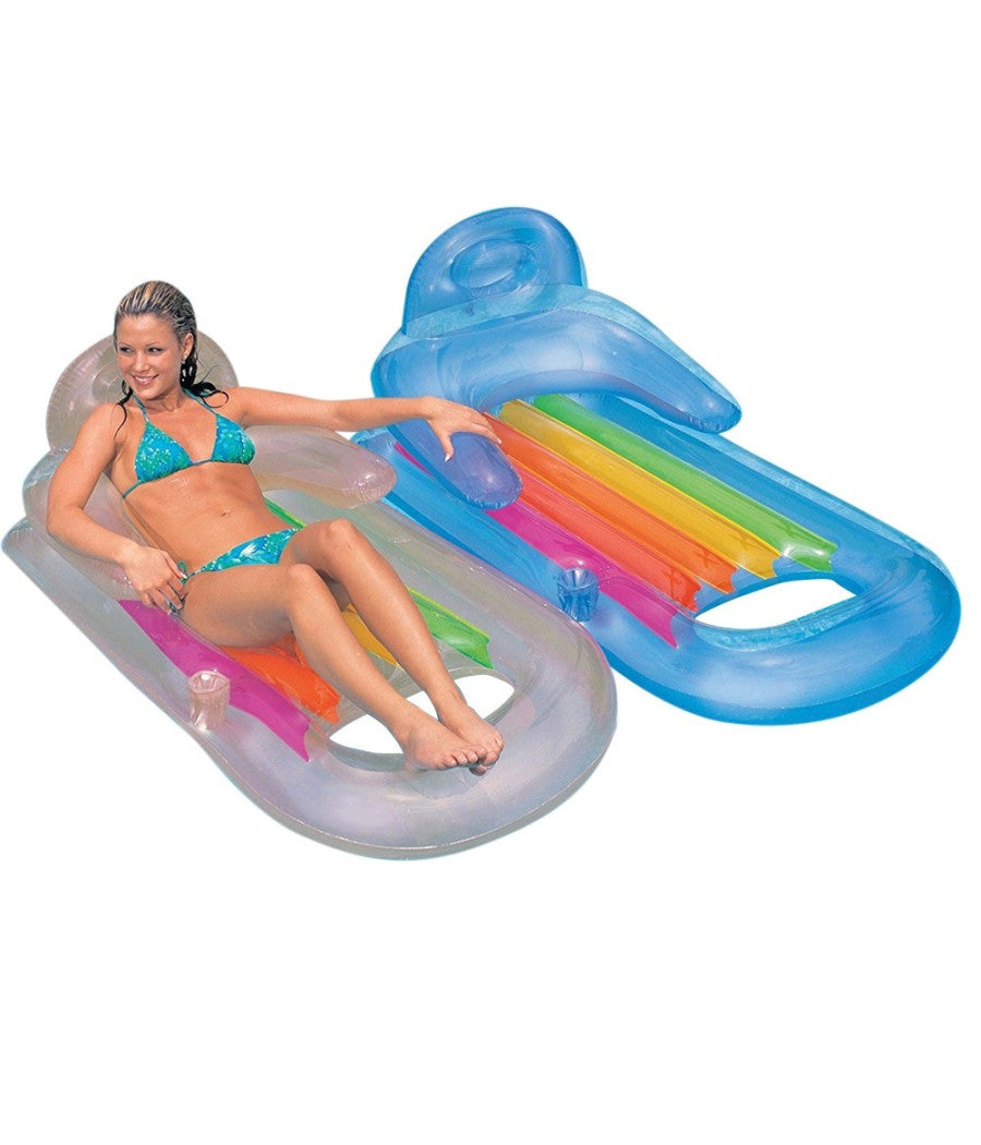 Materassino Poltrona Gonfiabile Relax Mare Piscina Con Portabibite 2 Colori         
