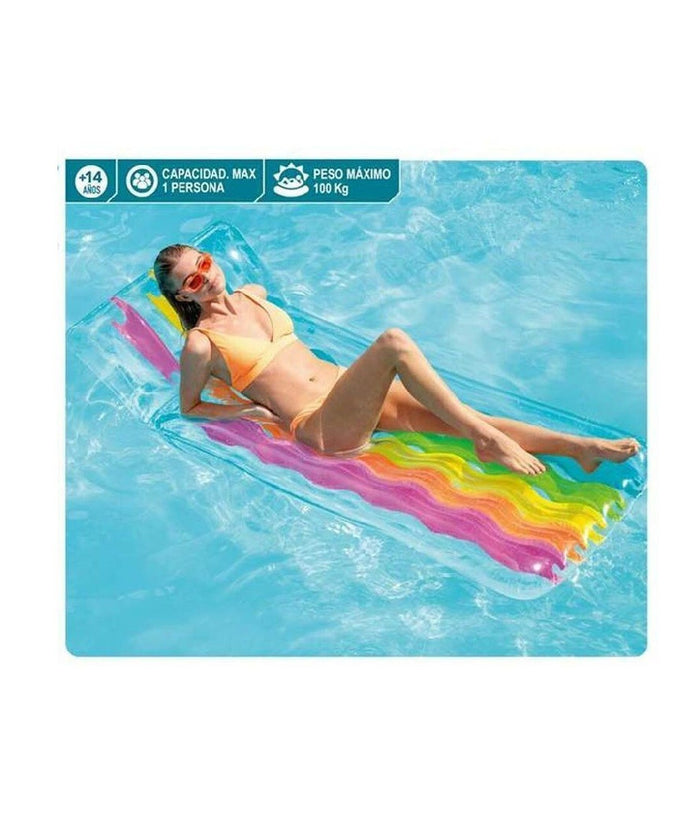 Materassino Rainbow Gonfiabile 203x84cm Cuscino Integrato Piscina Mare Lago 58724         