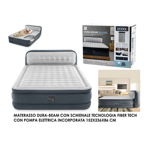 Trade Shop - Materasso Dura-beam Con Schienale Tecnologia Fiber Tech Pompa Incorporata Blu Navy -