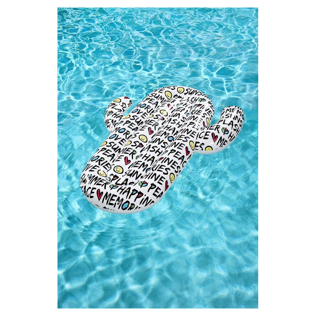 Trade Shop - Materasso Gonfiabile Galleggiante Forma Cactus Con Citazioni Estate 185x155cm 016169 -