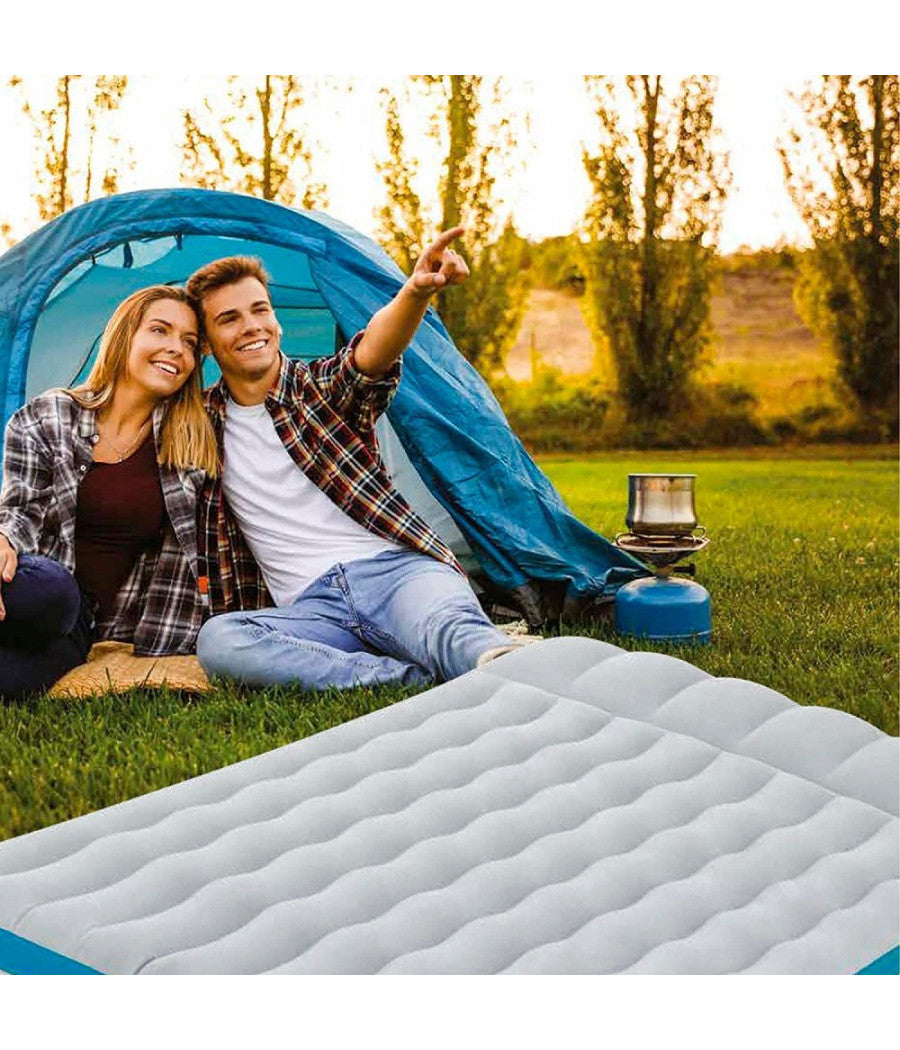 Materasso Gonfiabile Matrimoniale Camping Laminato 193x127x24cm Campeggio 67999         