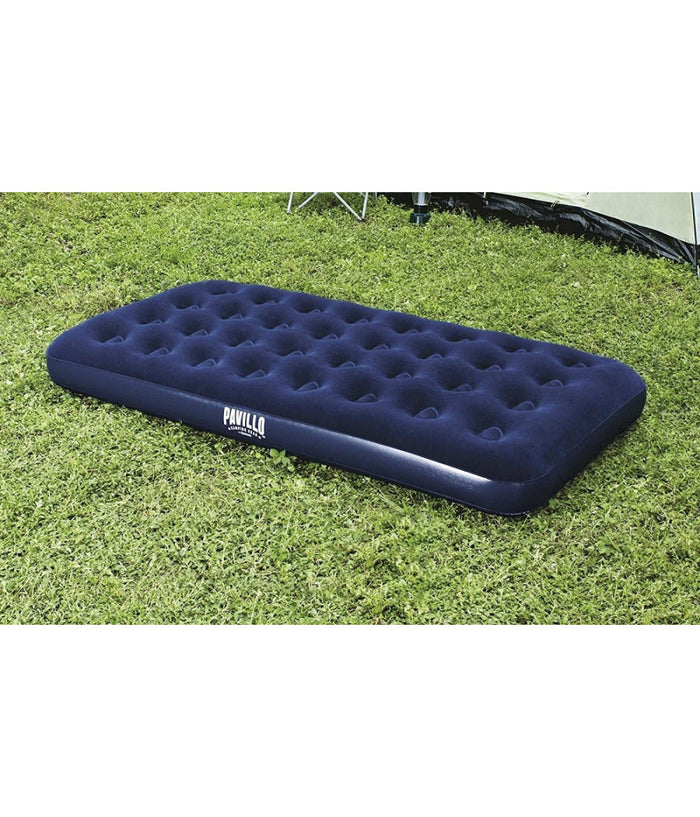 Materasso Gonfiabile Singolo Airbed Blu Floccato Plus 188x99x22cm Campeggi 67001         