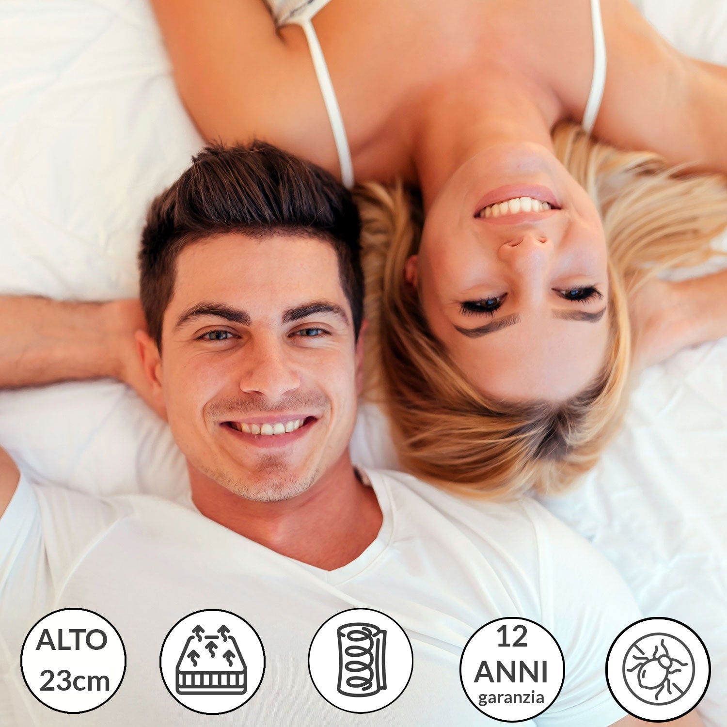 Materasso 660 molle insacchettate e Memory 195x200, materasso ortopedico detraibile, Materasso dispositivo medico con 2 cuscini PROMO, TEK H24