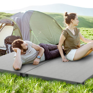 Materasso da campeggio con cuscino in schiuma ad alta densit¨¤ e fondo antiscivolo-Materassino pieghevole e portatile 188 x 92 x 6,5 cm Grigio