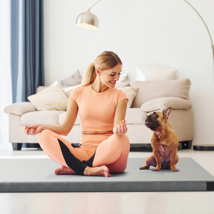 Materasso da campeggio con cuscino in schiuma ad alta densit¨¤ e fondo antiscivolo-Materassino pieghevole e portatile 188 x 92 x 6,5 cm Grigio