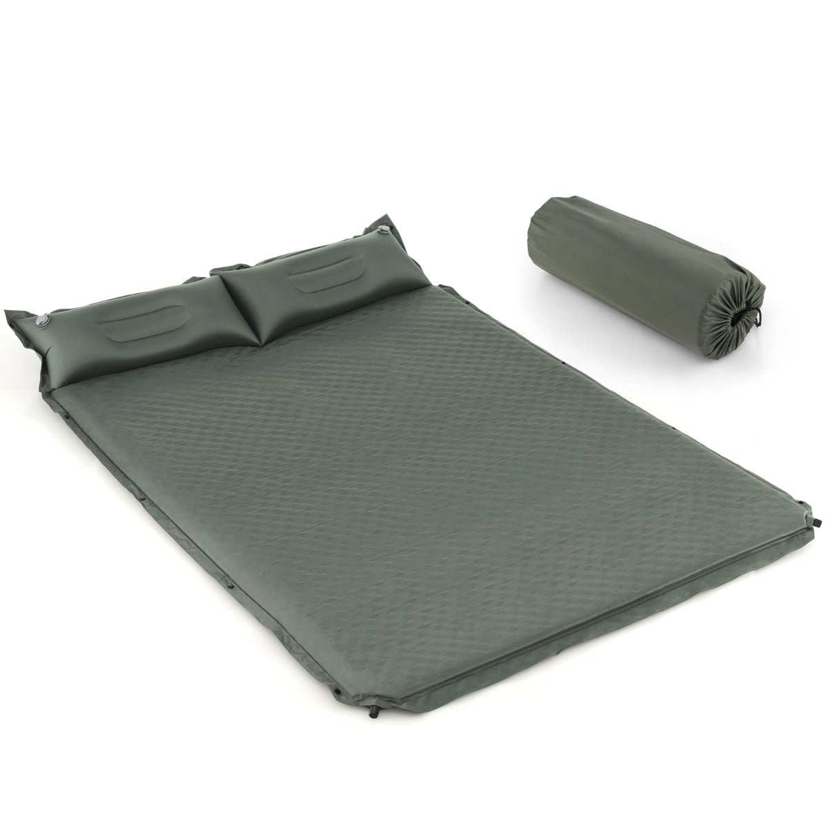 Materasso da campeggio auto gonfiante, Materasso comodo per dormire con cuscini Verde-Letti e sacchi a pelo