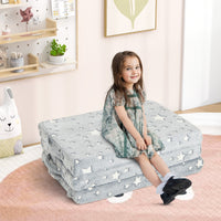 Materasso pieghevole a tre pieghe per bambini, Tappetino per pisolino che brilla al buio con copertura rimovibile Grigio-Tappetini da gioco