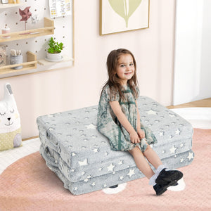 Materasso pieghevole a tre pieghe per bambini, Tappetino per pisolino che brilla al buio con copertura rimovibile Grigio-Tappetini da gioco