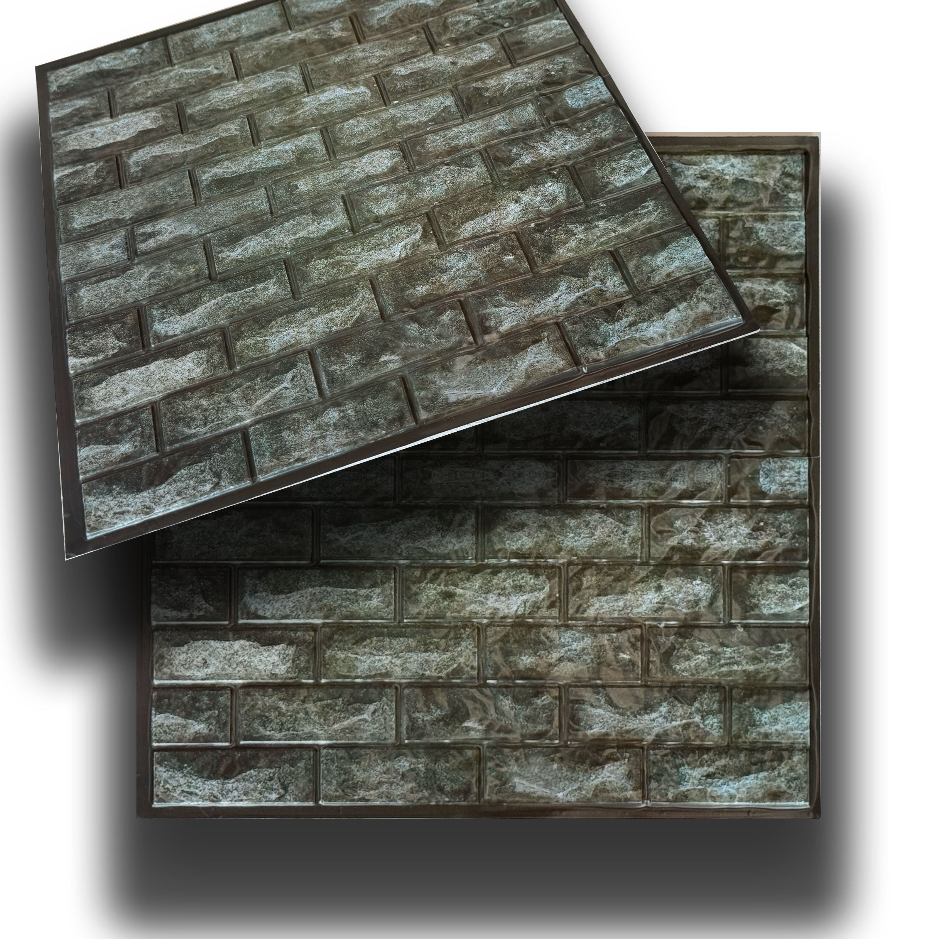 Piastrelle 3D a rilievo AUTOADESIVE in PVC 30x30cm Pietra, mattoni, marmo. Idrorepellenti - MATTONCINI VERDI 30x30cm